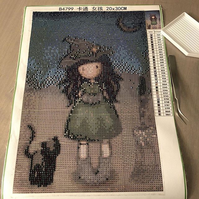 Progress on My First Gorjuss Girl Diamond&nbsp;Painting